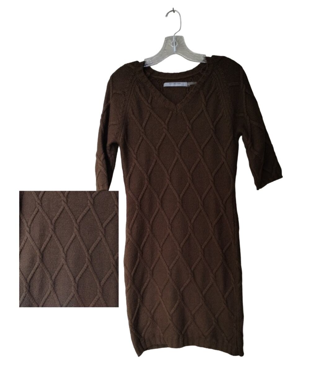 Marc New York Andrew Marc Cable Knit Rayon/Angora Chocolate brown Fall Dress M